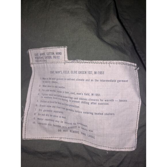 VTG US Army Olive Green M-1951 107 Shell Heavy Field Coat Jacket Regular Small - Picture 6 of 8